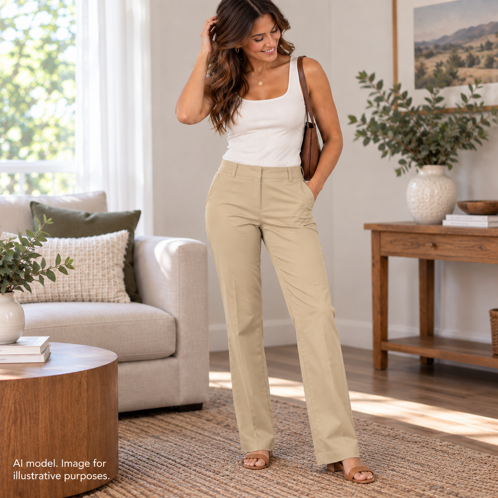 Soft Surroundings Pants Womens 10 Tan/Khaki Side Zip Straight Leg Stretch Ankle